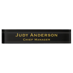 Metallic Gold & Black Professional Modern Name Pro Nameplate
