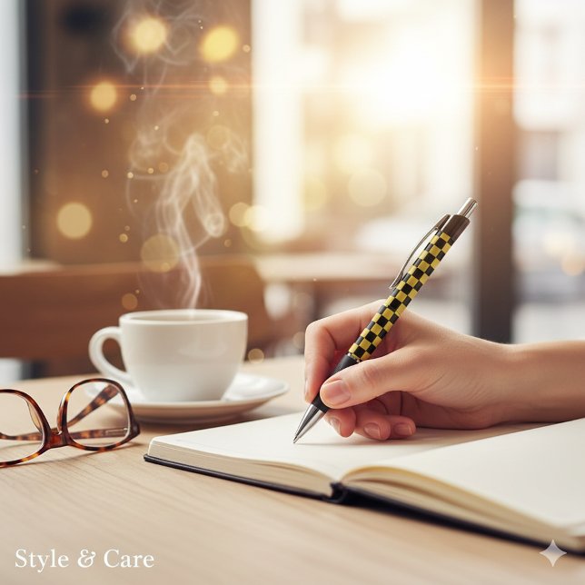 Metallic Gold Black Square Box Pattern Style Emmy (Metallic Gold Black Square Box Pattern Style Emmy Pen)