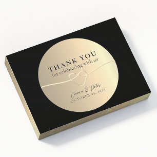 Metallic Gold Black Wedding Thank You Sticker