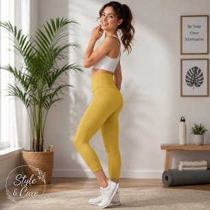 Metallic Gold Blue Luxe Comfort Fit Capri Leggings