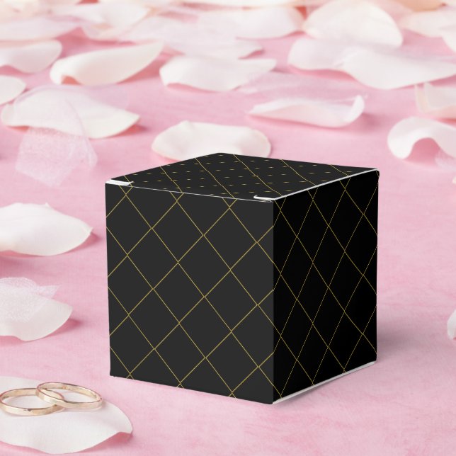 Metallic Gold Box Stripe Black Classic Favour Boxe (Wedding)