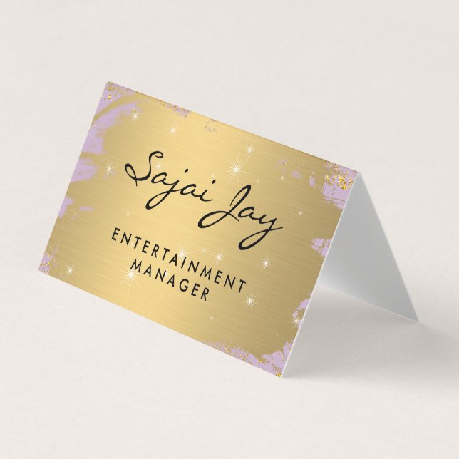 Metallic Gold Brushed Purple with Sparkle Business Card (Front)