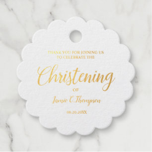 Metallic Gold Christening Baby Thank you Gift Favour Tags