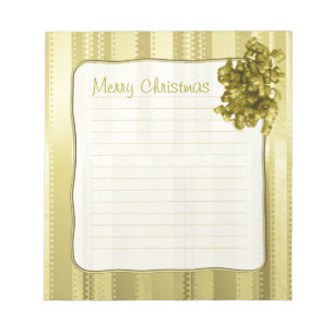 Metallic Gold Christmas Stripes of  Ribbon Design Notepad