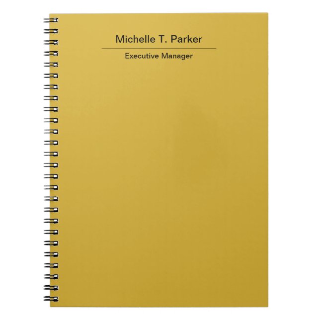 Metallic gold colour elegant plain minimalist name notebook (Front)