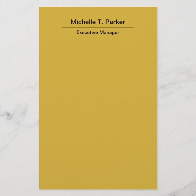 Metallic gold colour elegant plain minimalist name stationery (Front)