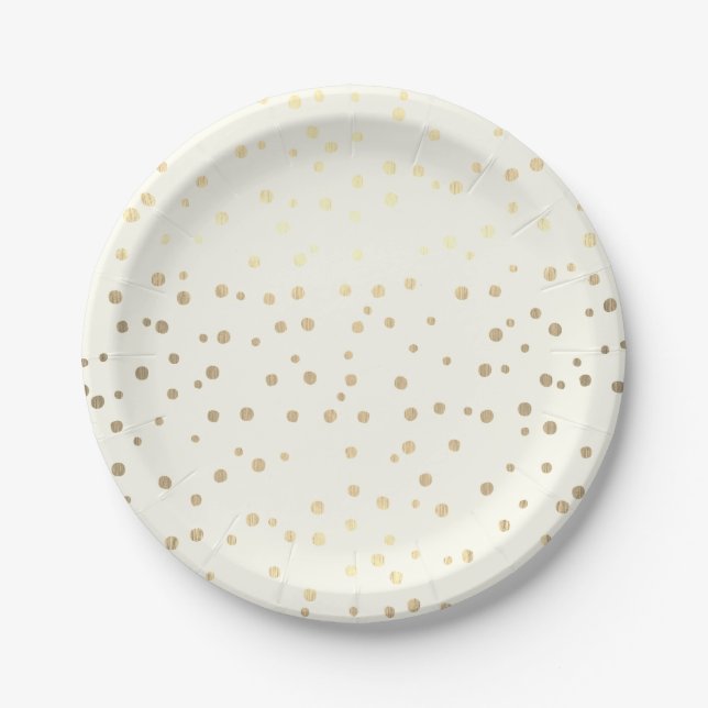 Metallic gold confetti paper plate 7" (Front)