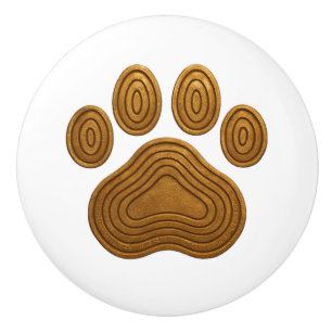 "Metallic Gold" Contour-Look Pawprint Ceramic Knob