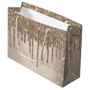 Metallic Gold Drip Elegant Champagne Icing Pour Large Gift Bag