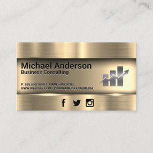 Metallic Gold Finance Stock Chart Logo Business Card