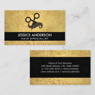 Metallic Gold Flakes Hair Salon Logo Business Card