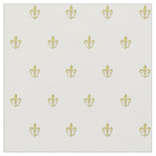 Metallic Gold French Fleur de Lis Combed Cotton Fabric