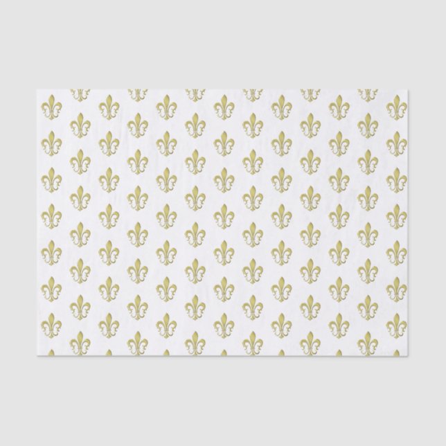 Metallic Gold French Fleur de Lis Tissue Paper (Front)