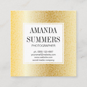 Metallic Gold Geometric Circular Pattern Square Business Card