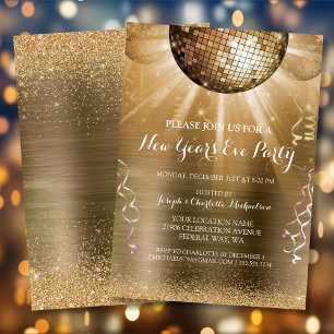 Metallic Gold Glam New Year's Eve Party Invitation