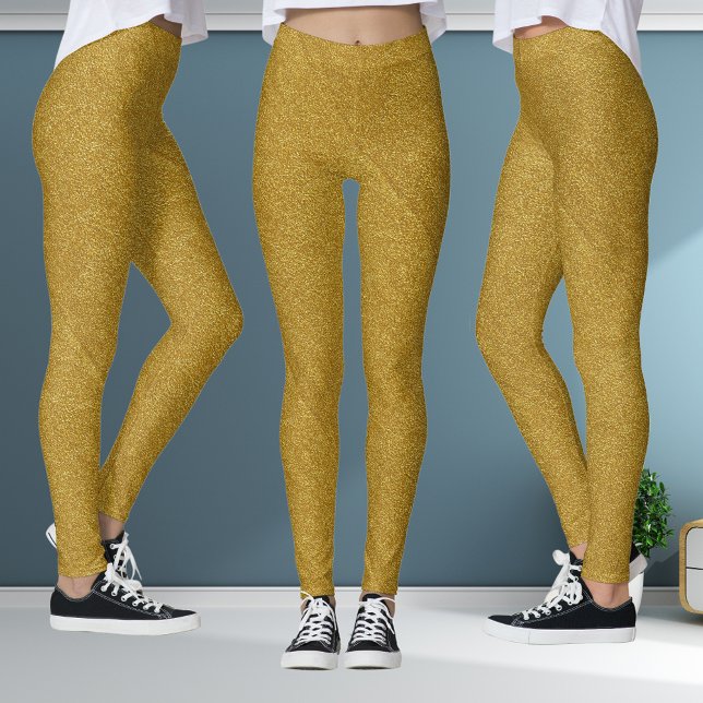 Metallic Gold Glitter Pattern Style Leggings (Metallic Gold Glitter Pattern Style Leggings)