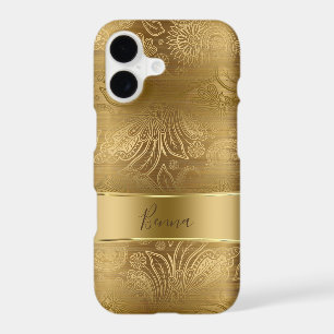 Metallic Gold & Gold Floral Paisley Pattern