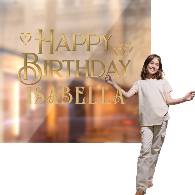 Metallic Gold Happy Birthday Banner with Hearts (Creator Uploaded)