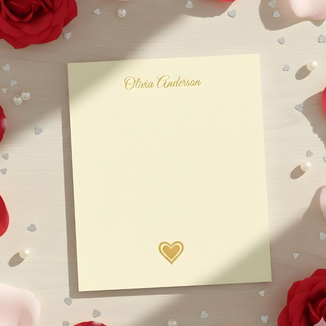 Metallic Gold Heart Valentines Day Personalized Notepad (Creator Uploaded)