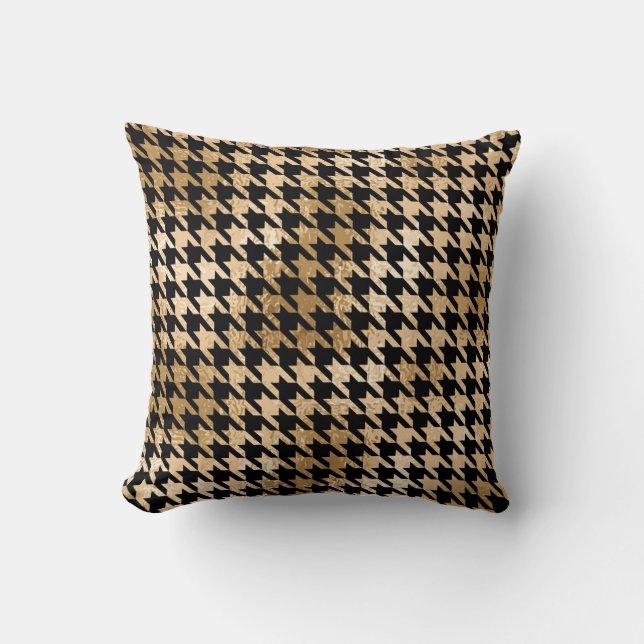 Metallic gold hounds tooth, fashion pattern. cushion (Front)