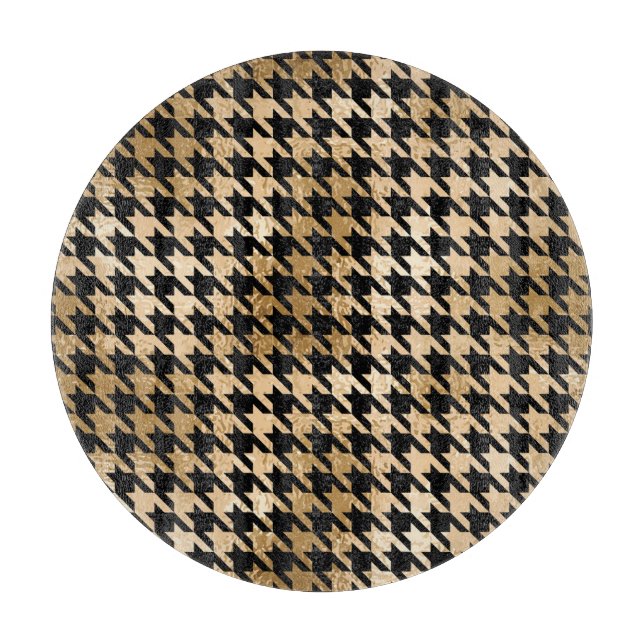 Metallic gold hounds tooth, fashion pattern. cutting board (Front)