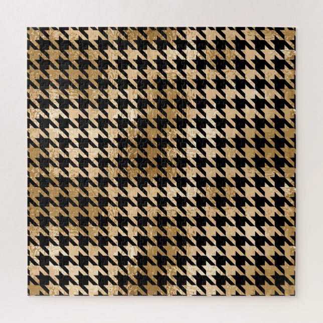 Metallic gold hounds tooth, fashion pattern. jigsaw puzzle (Vertical)
