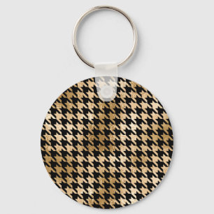 Metallic gold hounds tooth, fashion pattern. key ring