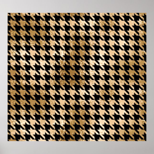 Metallic gold hounds tooth, fashion pattern. poster (Front)