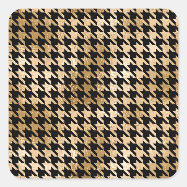 Metallic gold hounds tooth, fashion pattern. square sticker (Front)