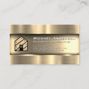 Metallic Gold House Logo Business Card