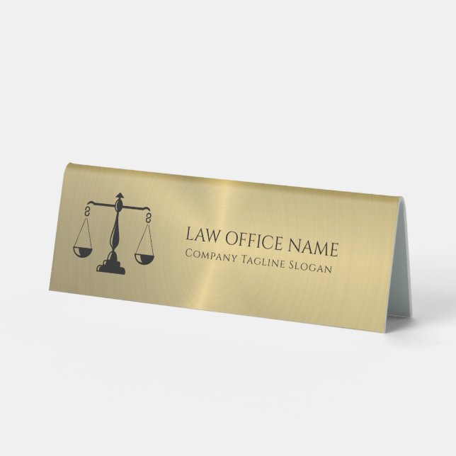 Metallic Gold Justice Scale Table Tent (Front)