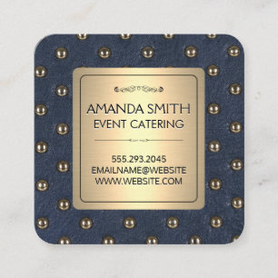 Metallic Gold   Leather Upholstery Background Square Business Card