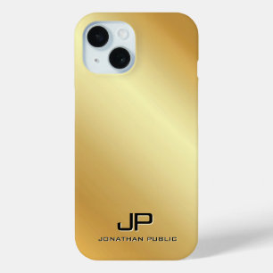 Metallic Gold Look Template Monogram Personalised iPhone 15 Case