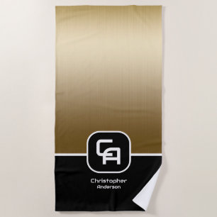 Metallic Gold Monogram Beach Towel
