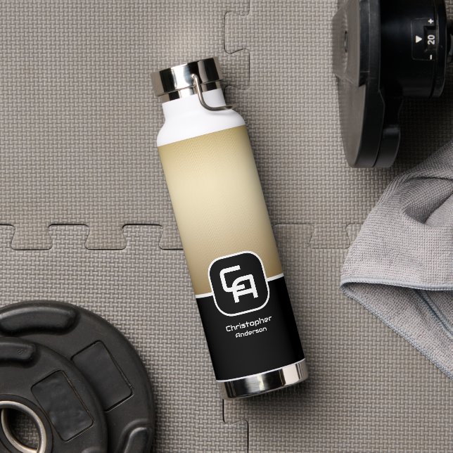 Metallic Gold Monogram  Water Bottle (Gym)