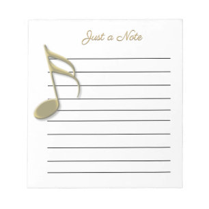 Metallic Gold Music Note on Lined Paper Pad