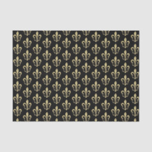 Metallic Gold on Black French Fleur de lis Tissue  Paper