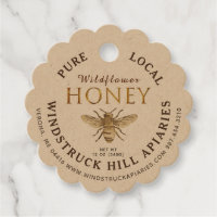 Metallic Gold on Kraft Scalloped Honey Tag Bee