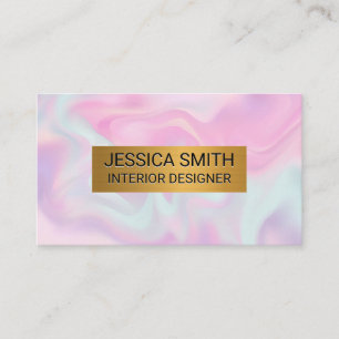 Metallic Gold   Pastel Liquid Background Business Card
