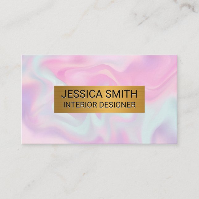 Metallic Gold | Pastel Liquid Background Business Card (Front)