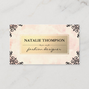 Metallic Gold / Pink / Ornate Accents Business Card