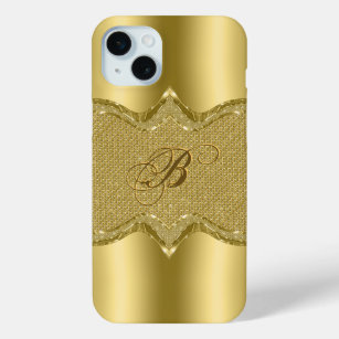 Metallic Gold print With Diamonds Pattern iPhone 15 Mini Case