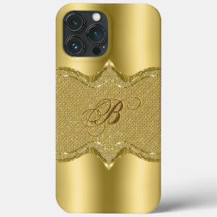 Metallic Gold print With Diamonds Pattern iPhone 13 Pro Max Case
