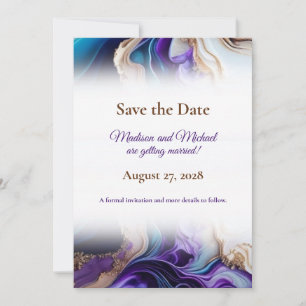 Metallic Gold, Purple, Blue, Aqua Save The Date