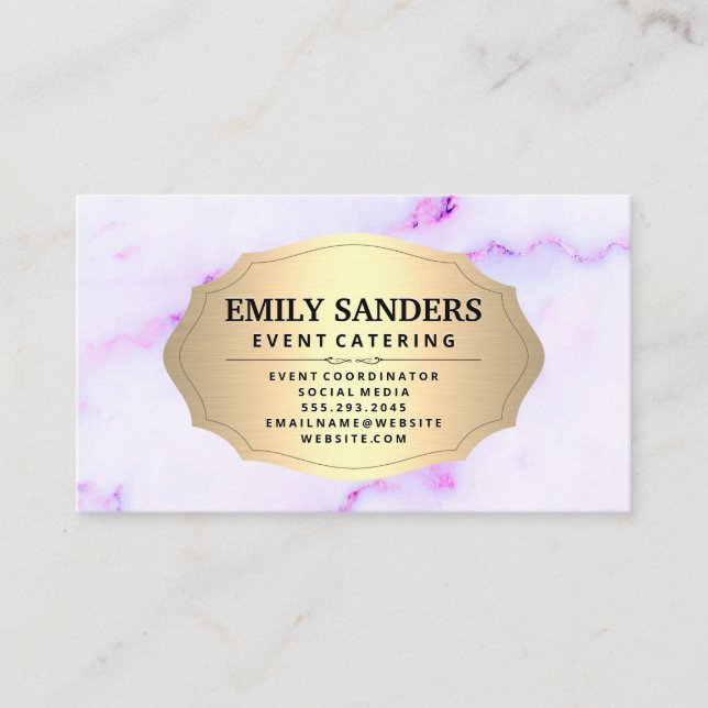 Metallic Gold Purple Marble Texture Business Card (Front)