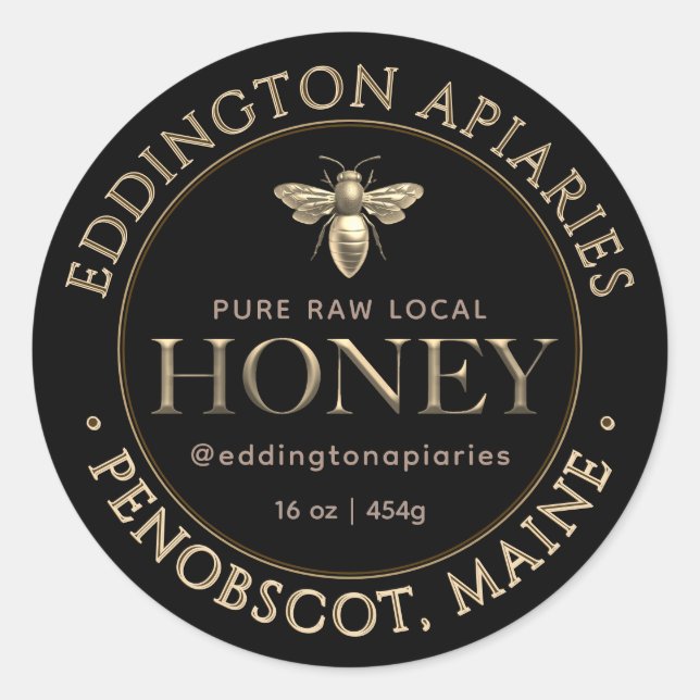 Metallic Gold Queen Bee Honey Label (Front)