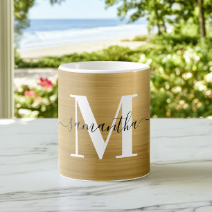 Metallic Gold Signature Monogram Coffee Mug