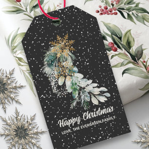 Metallic Gold Snowflake Modern Merry Christmas Gift Tags