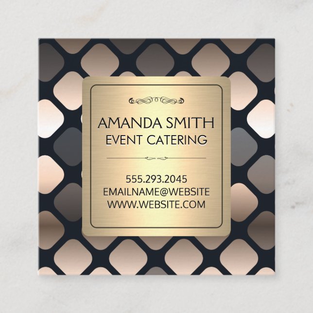 Metallic Gold Square Patterns Square Business Card (Front)