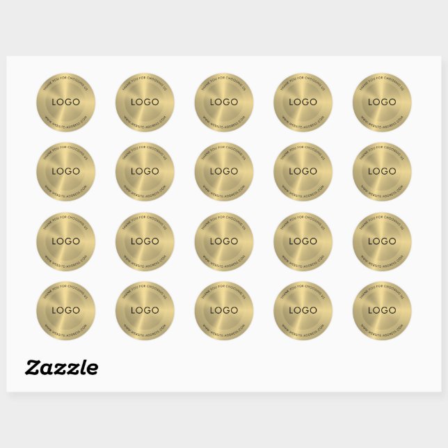 Metallic Gold Stainless Steel Look Classic Round Sticker (Sheet)